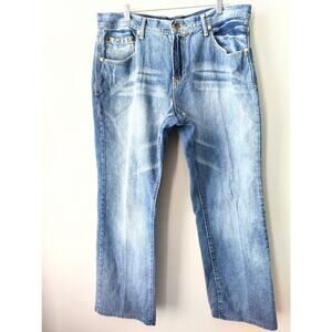 Ethanol Women Studded Relaxed Fit Bootcut Belt Loops 5 Pockets Jeans